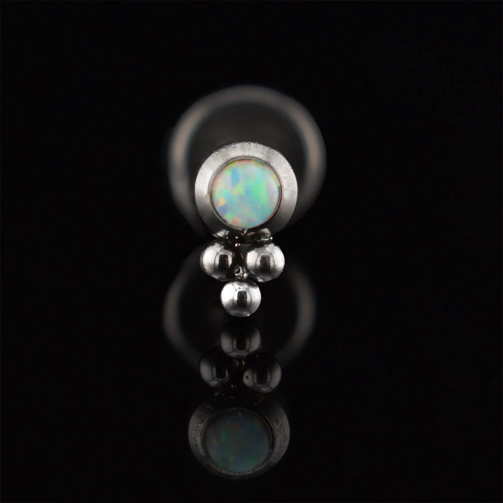 Small Labret with Opal Stone and Triple Dots