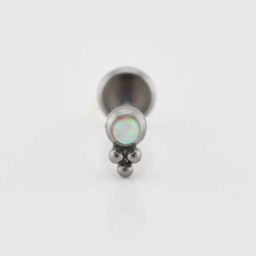 Small Labret with Opal Stone and Triple Dots - Image 3