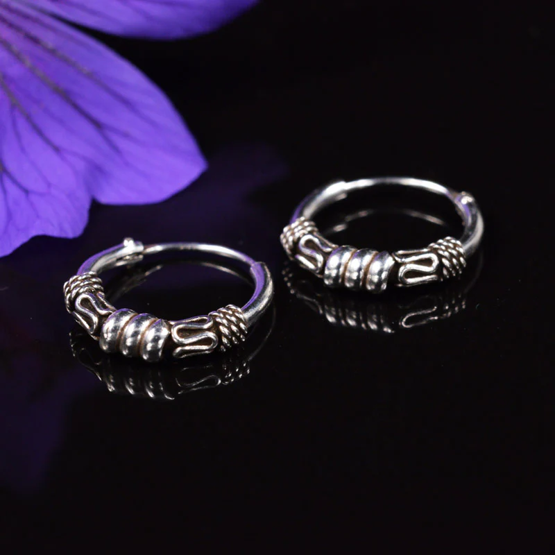 Bali Silver Hoops 'Gianyar'