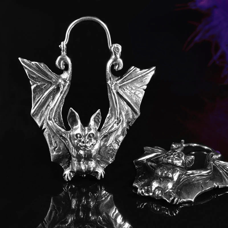 Bat Earrings in Silver Brass