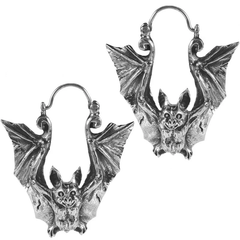 Bat Earrings in Silver Brass - Image 2