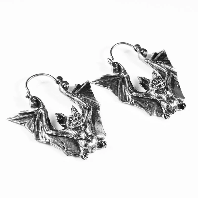 Bat Earrings in Silver Brass - Image 3