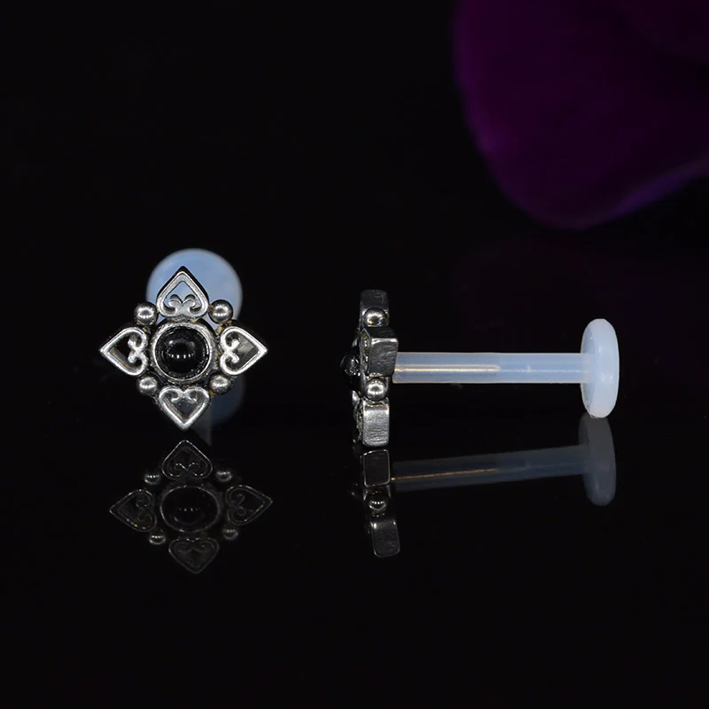 BioFlex Filigree Labret with Onyx Stone - Image 2