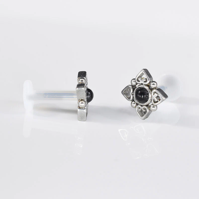 BioFlex Filigree Labret with Onyx Stone - Image 3