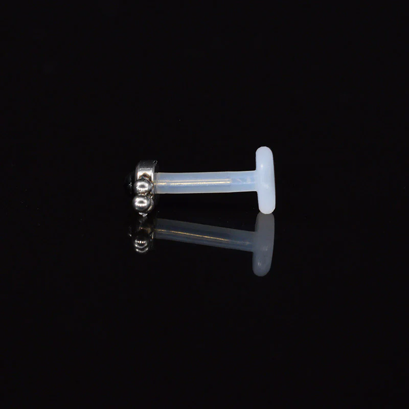 BioFlex Labret with Onyx Stone and Triple Dots - Image 3