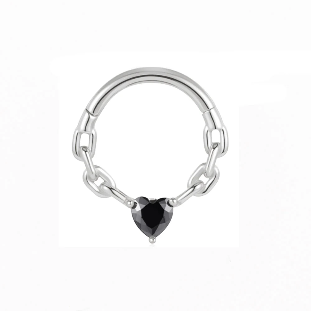 Black Heart on Chain Clicker Ring