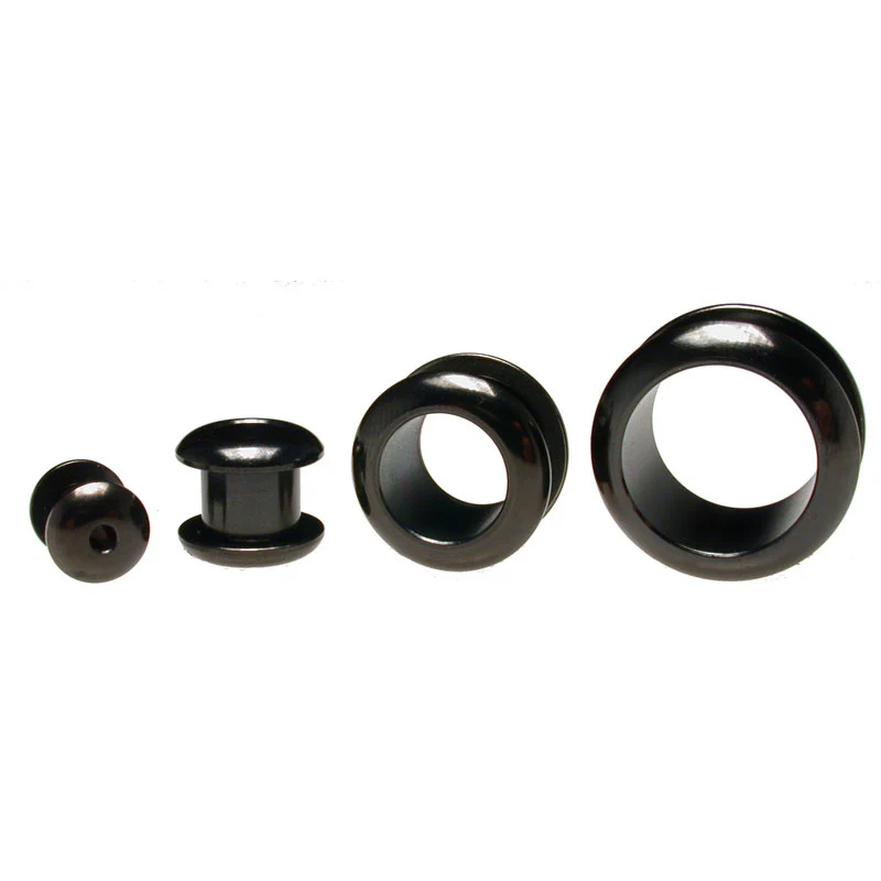 Black Steel 'Rivet' Ear Tunnels - Image 2