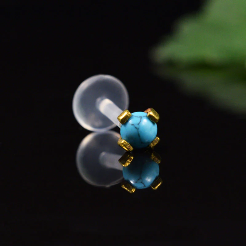 BioFlex Labret with Turquoise Stone