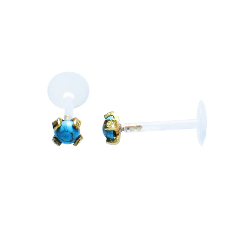 BioFlex Labret with Turquoise Stone - Image 2