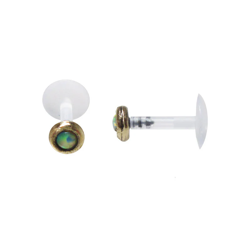 Brass BioFlex Labret with White Opal - Image 2
