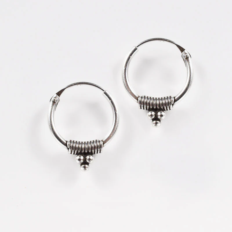 Silver Hoop Earrings 'Ladaki' - Image 2