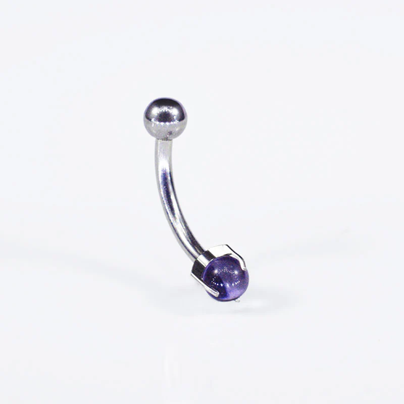 Curved Barbell with Purple Stone