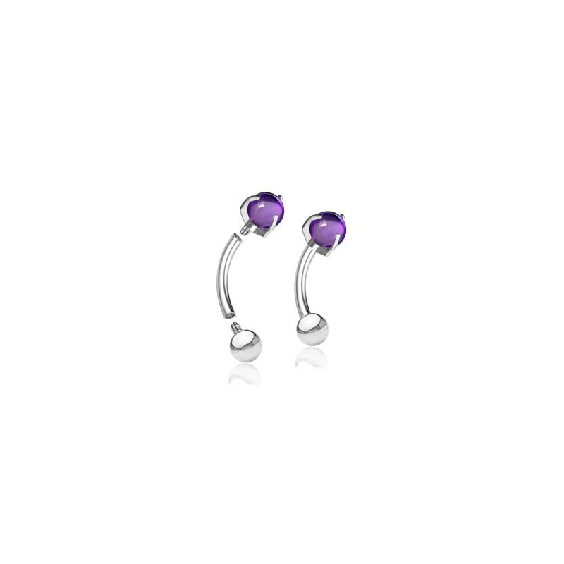 Curved Barbell with Purple Stone - Image 2