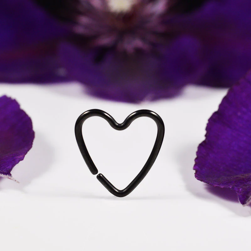 Daith Heart Ring in Black