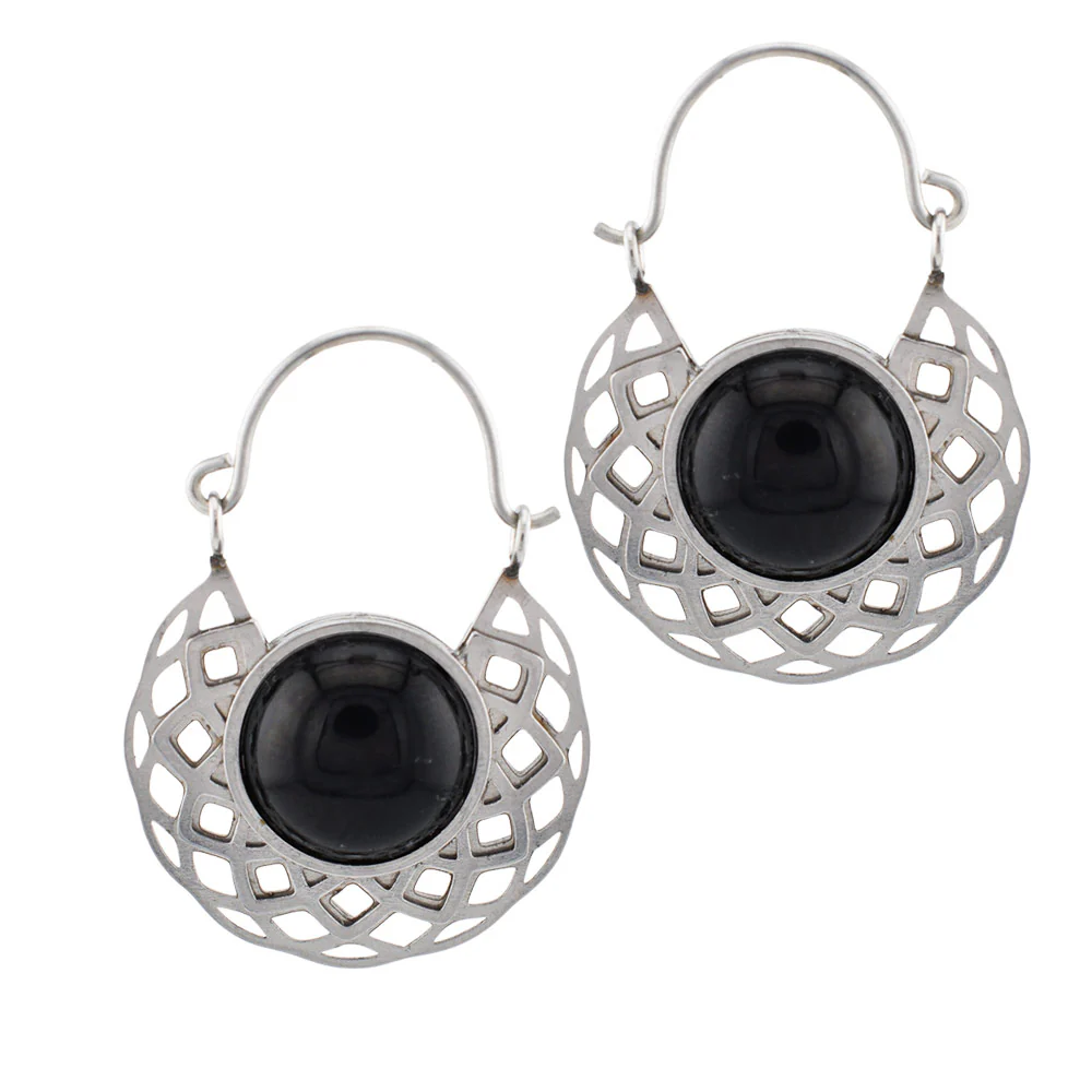 Darkflower Earrings with Black Onyx Stone - Image 2