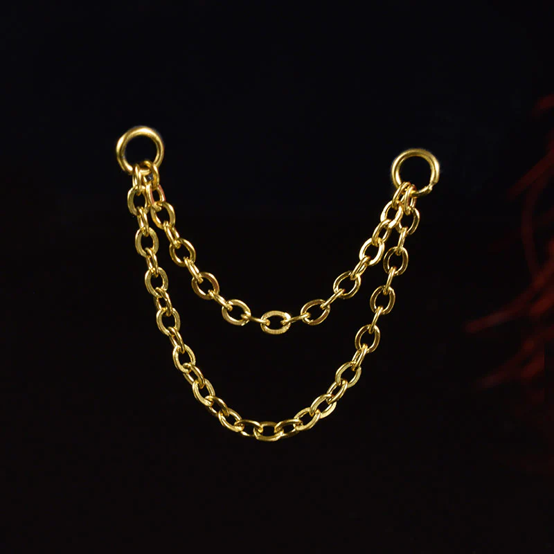Double Connecting Chain for Ear Piercings in Gold PVD