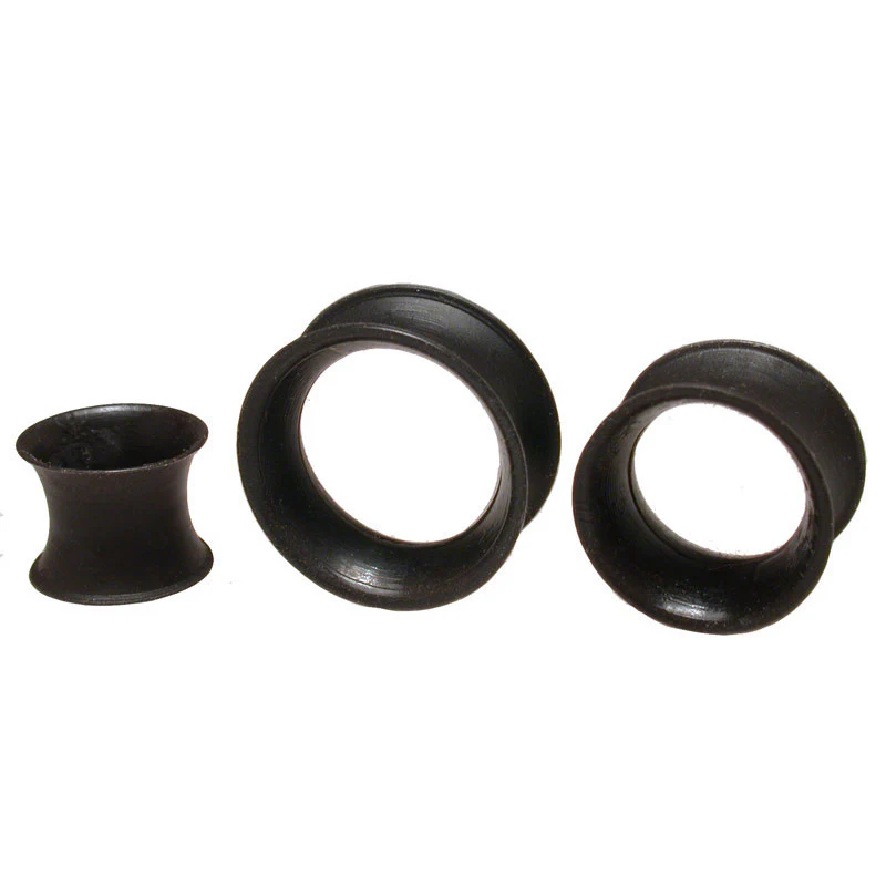 Silicone Flesh Tunnels in Black, Earskins - Image 2