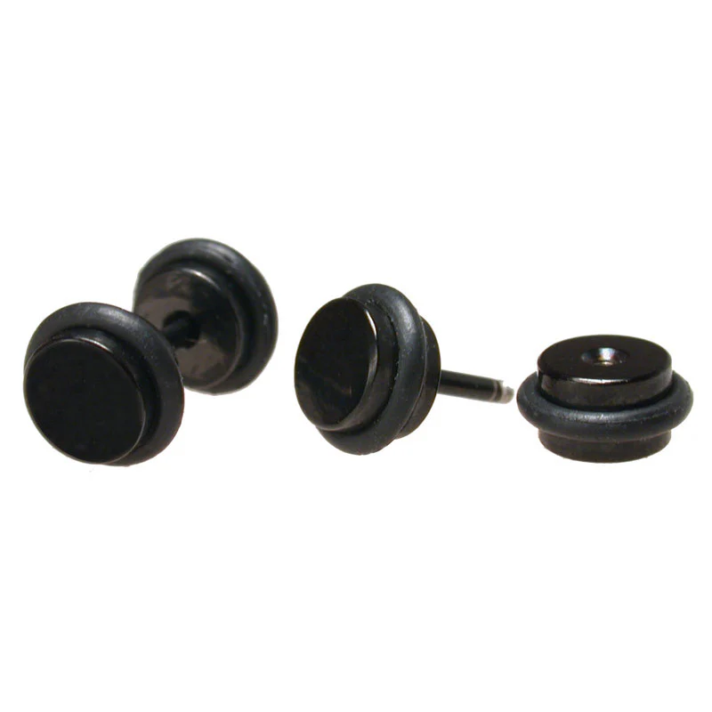 Fake Flesh Plug in Black Steel - Image 2