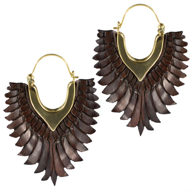 Feathered Wings Earrings in Wood - Image 3