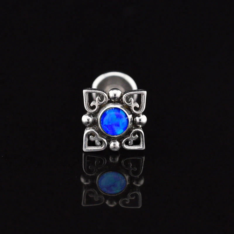 Filigree Labret with Blue Opal