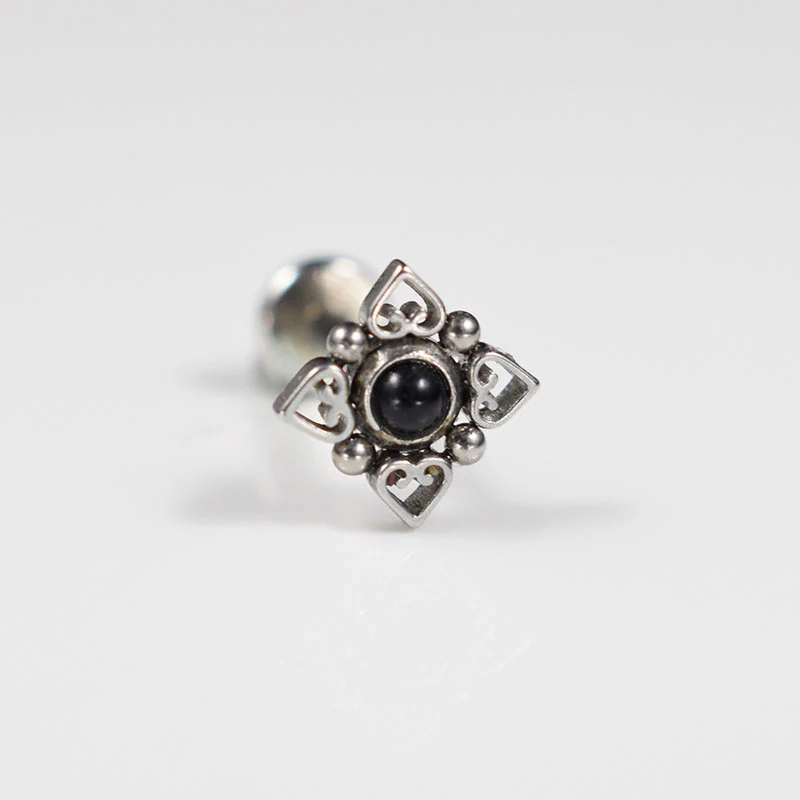 Filigree Labret with Onyx Stone - Image 2