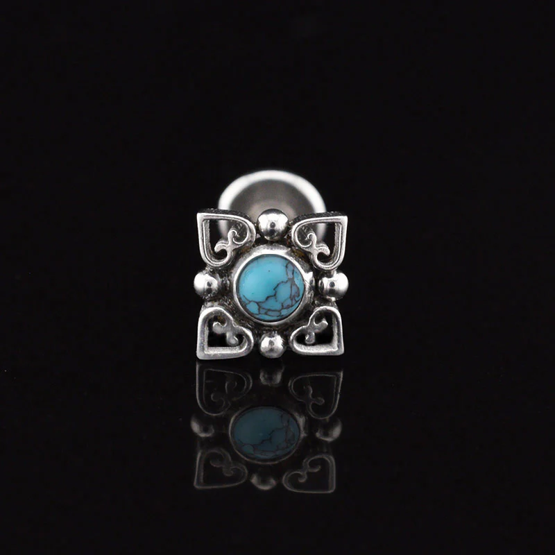 Filigree Labret with Turquoise Stone