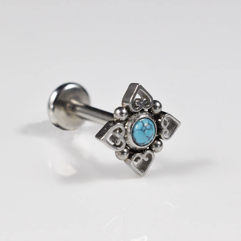 Filigree Labret with Turquoise Stone - Image 2