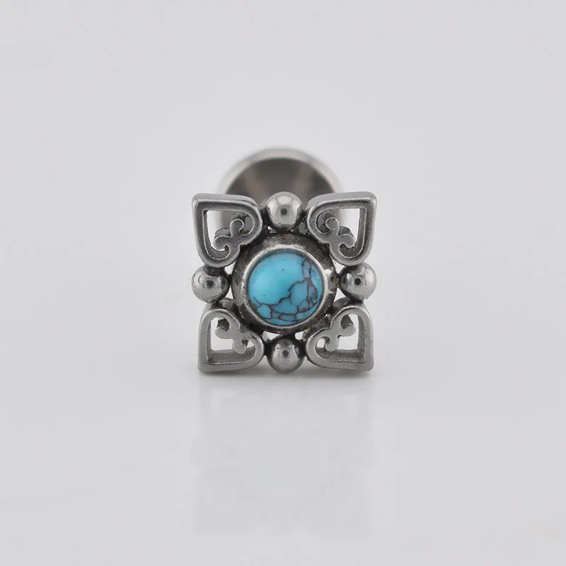 Filigree Labret with Turquoise Stone - Image 3