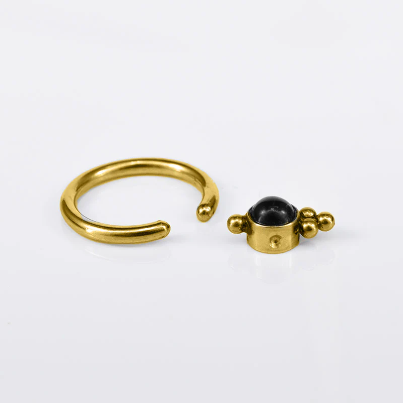 Gold BCR with Black Onyx and Tribal Dots - Image 3