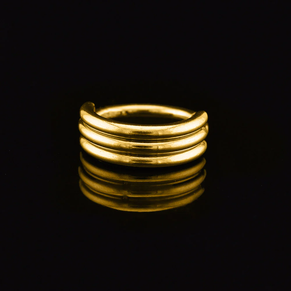 Gold Clicker Ring with Triple Bands