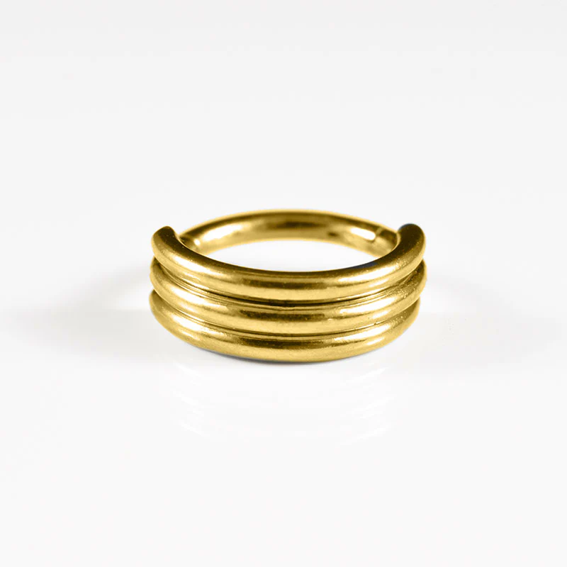 Gold Clicker Ring with Triple Bands - Image 2
