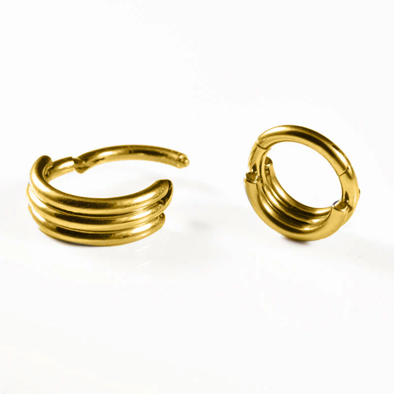 Gold Clicker Ring with Triple Bands - Image 3