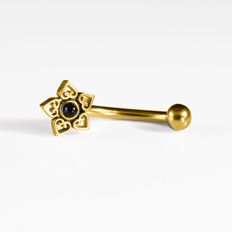 Gold Curved Barbell with Onyx Stone - Image 3