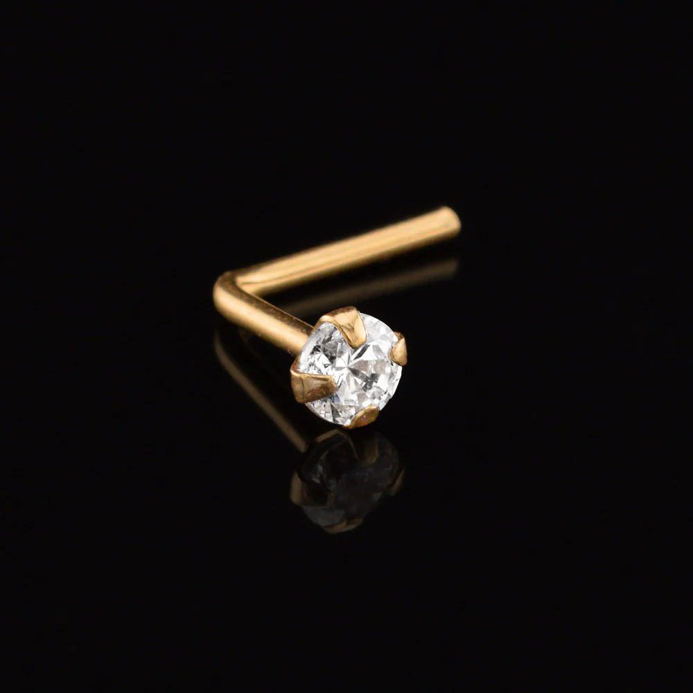 Gold Nose Stud with Quality CZ Jewel