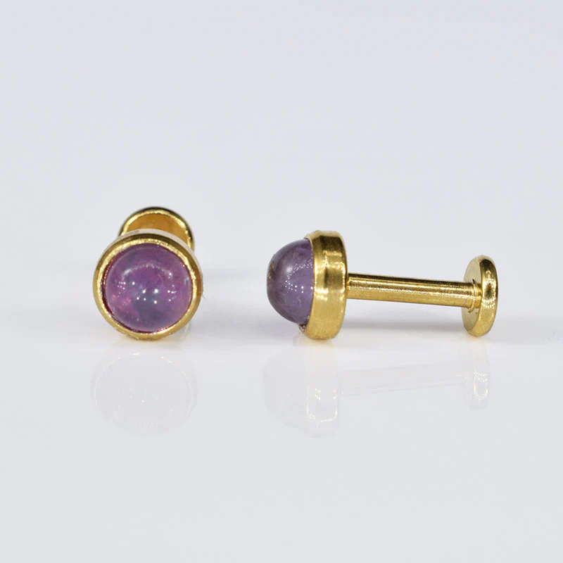 Gold Steel Labret with Amethyst - Image 2