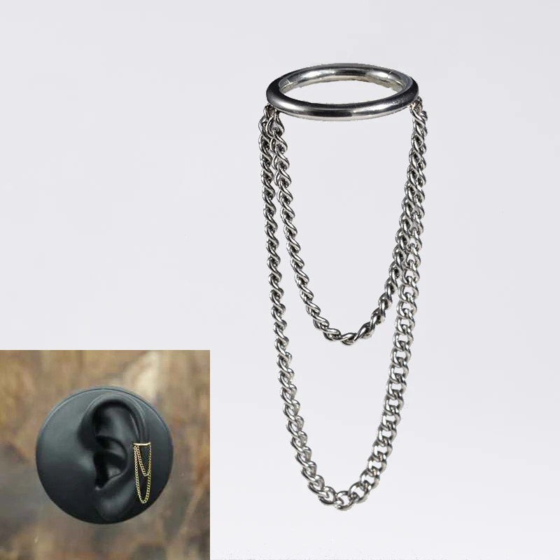 Helix Clicker Ring with Hanging Chains - Image 3
