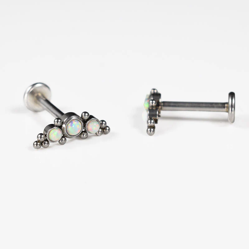 Labret with Opal Stones and Ornamental Beading - Image 2