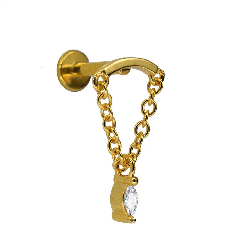 Hidden Helix in Gold with Dangling Gem - Image 3