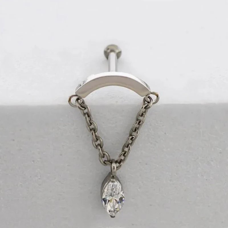 Hidden Helix with Marquise Cut Cubic Zirconia Gem - Image 4