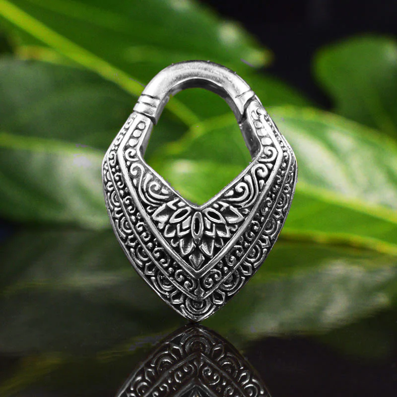 Hinged Ear Weight 'Malwari' in Silver Brass