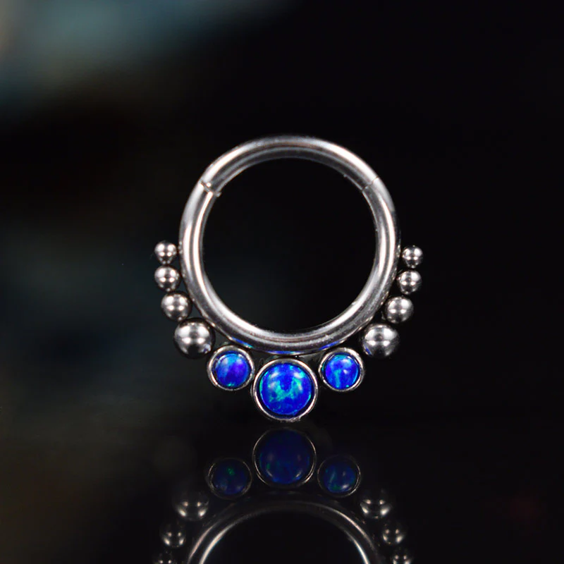 Hinged Segment Ring with Dots and Opals