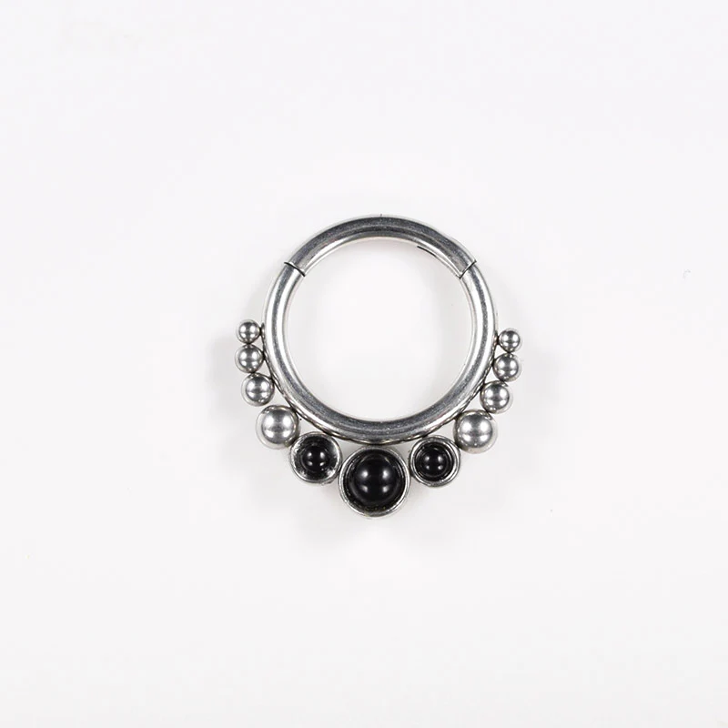 Hinged Segment Ring with Dots and Onyx - Image 2