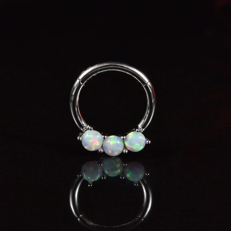 Hinged Segment Ring with Triple Opals