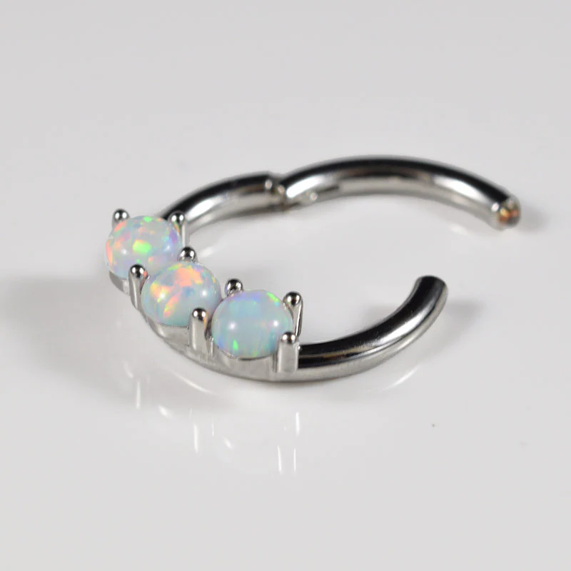 Hinged Segment Ring with Triple Opals - Image 2