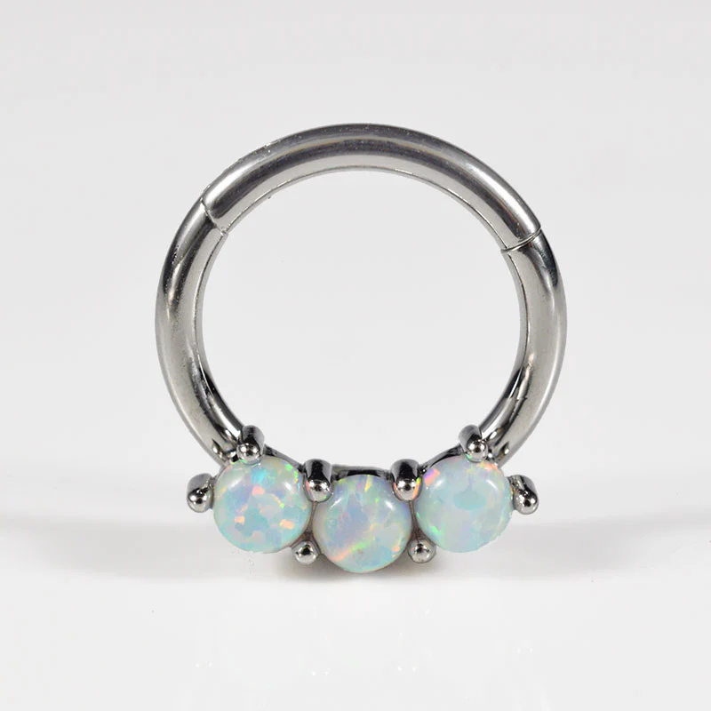 Hinged Segment Ring with Triple Opals - Image 3