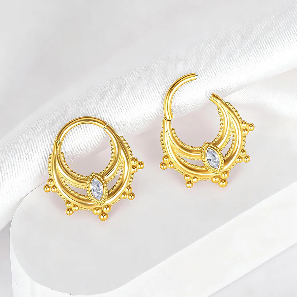'Myra' Indian Clicker Ring with Clear Gem - Image 4