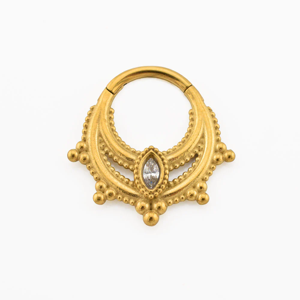 'Myra' Indian Clicker Ring with Clear Gem - Image 5