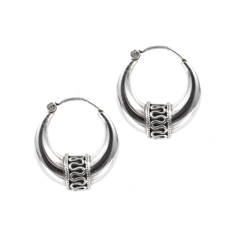 Sterling Silver Indian Kundal Earrings - Image 2