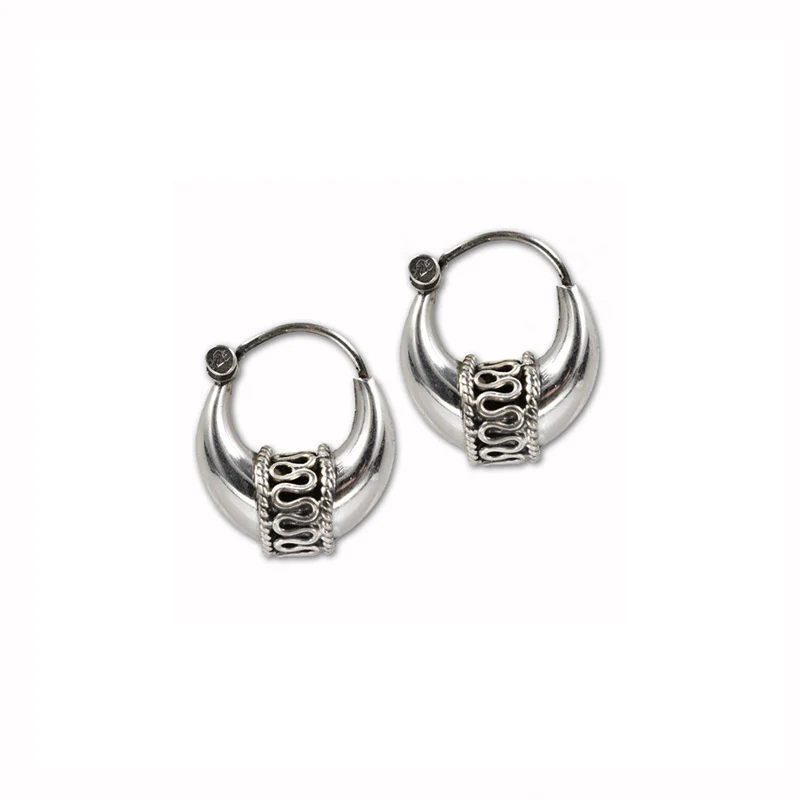 Sterling Silver Indian Kundal Earrings - Image 4