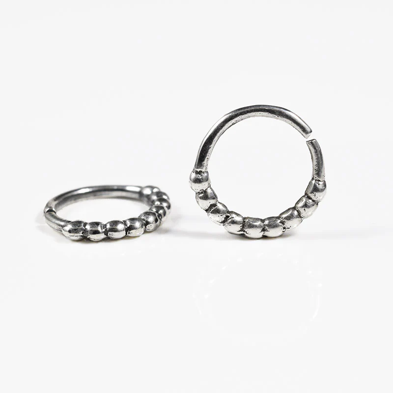 Sterling Silver Nose Ring, 'Khatana' Indian Dot Design - Image 2